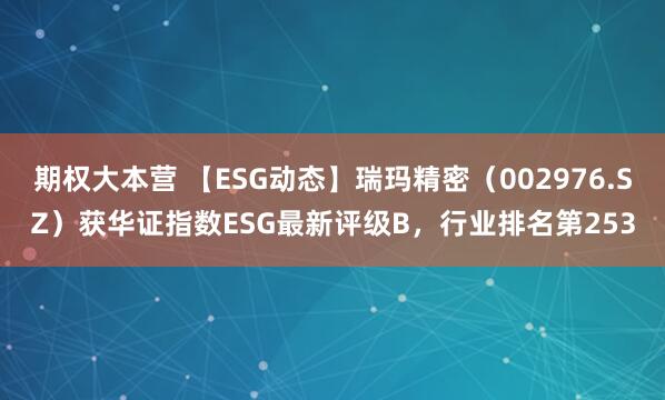 期权大本营 【ESG动态】瑞玛精密（002976.SZ）获华证指数ESG最新评级B，行业排名第253
